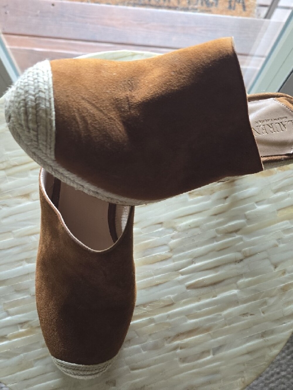 Lauren Ralph Lauren Brown Suede Espadrille Mule - Picture 7 of 9
